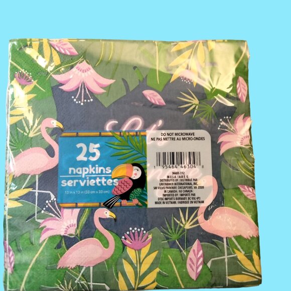 Lets Flamingle Pink Flamingo Paper Napkins 25 Beach Party - Picture 3 of 3